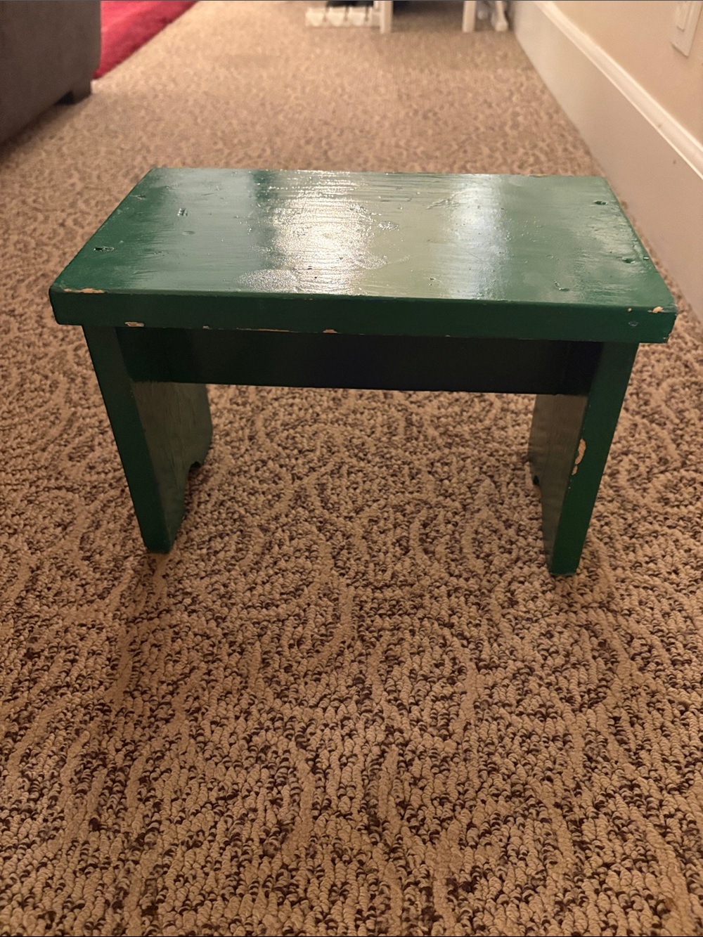 Vintage small Green Wooden Stool